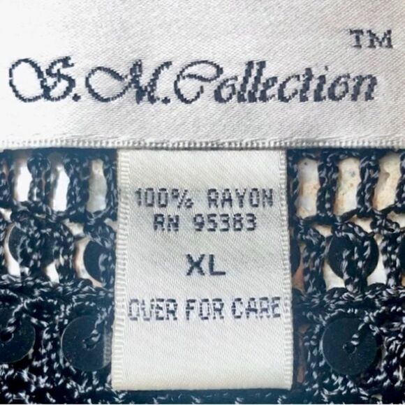 S M Collection Beaded and Sequined Sweater in Black Women’s XL - Picture 5 of 6